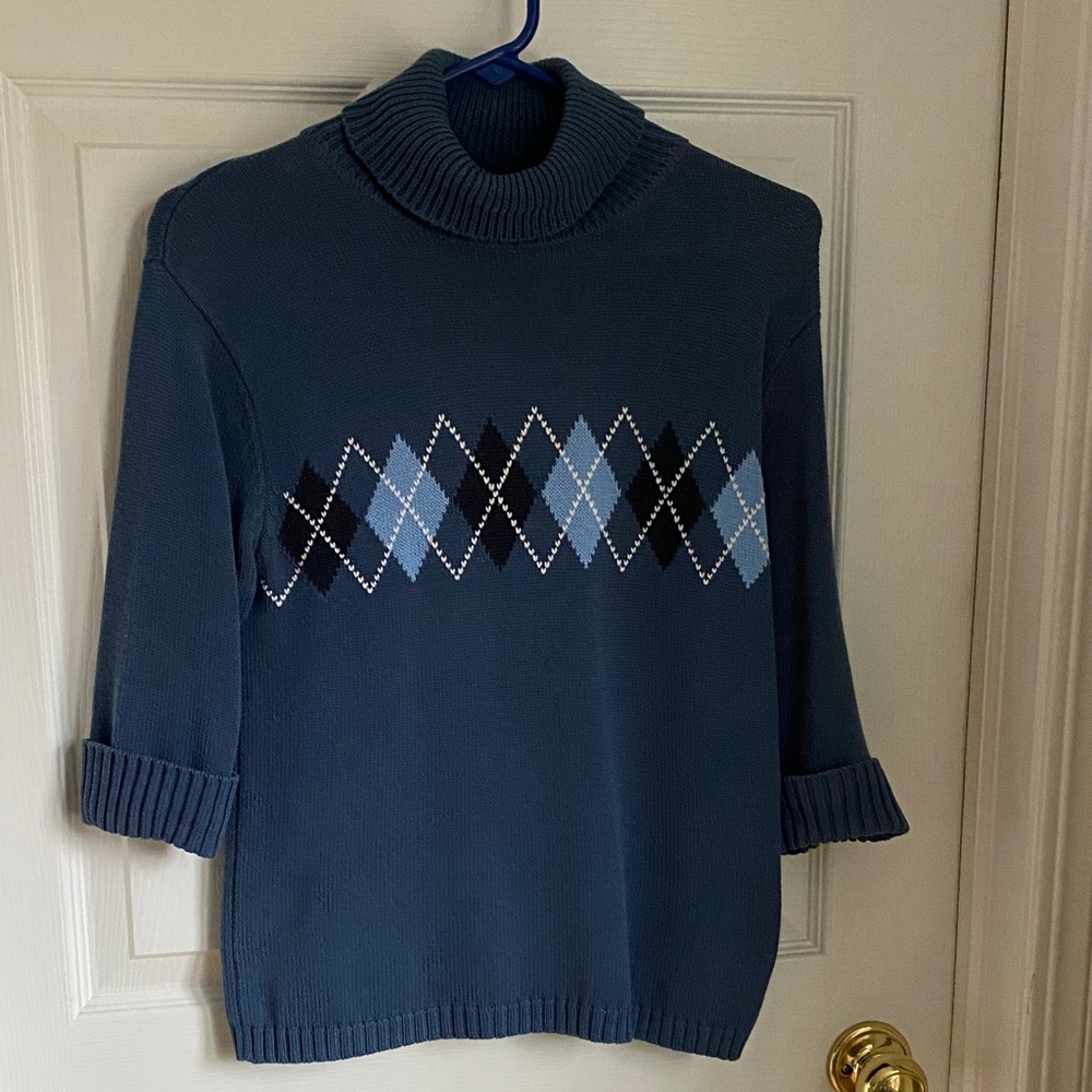 Argyle Patterned Blue Sweater
